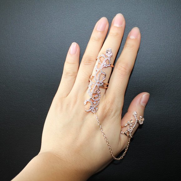 Ins style gold chain adjustable ring - Picture 2 of 2